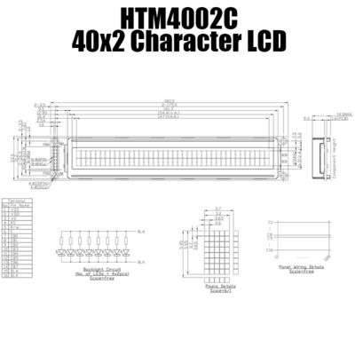 نمایشگر ماژول LCD کاراکتر صنعتی 5 ولتی 40x2 8 بیتی HTM4002C