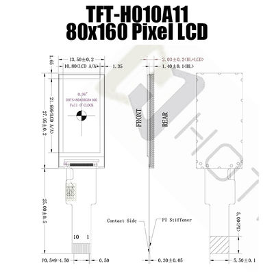 نوار 0.96 اینچ TFT LCD، SPI نور خورشید قابل خواندن TFT 350cd/m2