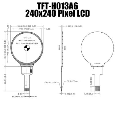 رابط SPI 1.3 اینچ نوار مقاومتی نوع گرد TFT LCD SPI 240x240