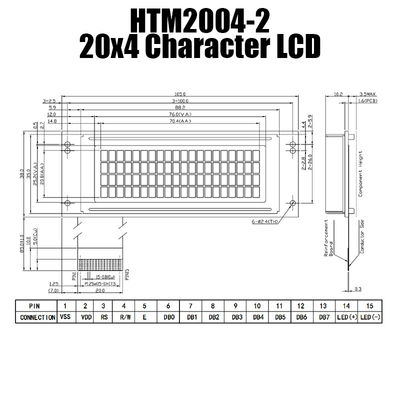 ماژول LCD با کاراکتر 4X20 با نور پس زمینه سفید کناری HTM2004-2
