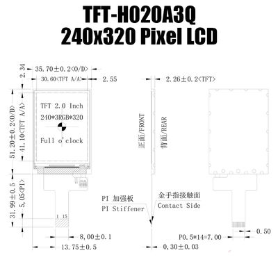 صفحه نمایش 2 اینچی IPS TFT LCD، نمایشگر LCD با دمای 240x320