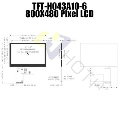 صفحه نمایش 4.3 اینچی TFT LCD خوانا با نور خورشید 800x480 پیکسل TFT-H043A10SVIST6N40