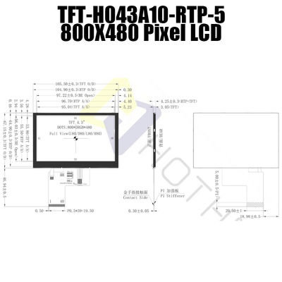 LCD مقاومتی 3.3 ولت 4.3 اینچ، 800x480 LCD TFT 4.3 اینچ TFT-H043A10SVIST5R40