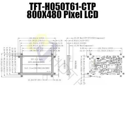 صفحه نمایش 5 ولتی IPS 5 اینچی HDMI LCD با دوام 800x480 پیکسل TFT-050T61SVHDVUSDC
