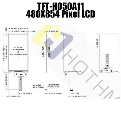 نمایشگر عمودی 5 اینچی TFT LCD 480x854 نقطه IC ST7701S/TFT-H050A11FWIST5N20