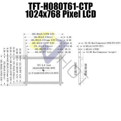 پنل LCD 8 اینچی HDMI 1024x768 با لمس خازنی TFT-080T61SVHDVNSDC