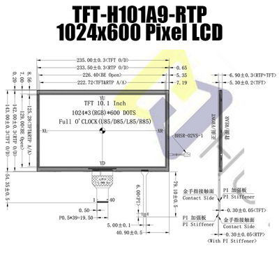 صفحه نمایش LCD 10.1 اینچی LVDS IPS IPS خوانا با پنل لمسی مقاومتی H101A9WSIFTKR40