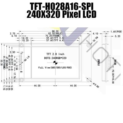 ماژول 2.8 اینچ 240x320 SPI TFT LCD ST7789V نور خورشید قابل خواندن TFT028A16-SPI