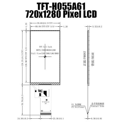 صفحه نمایش MIPI 720x1280 IPS TFT LCD 5.5 اینچی FT6336G/TFT-H055A61HDINVKN40