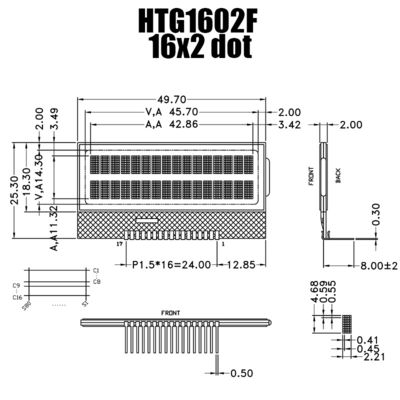 2X16 کاراکتر COG LCD | نمایشگر خاکستری STN+ بدون نور پس زمینه | ST7032I/HTG1602F