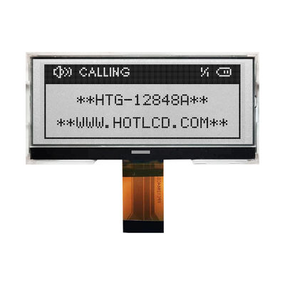 128X48 گرافیک COG LCD | صفحه نمایش خاکستری STN با نور پس زمینه سفید/HTG12848A