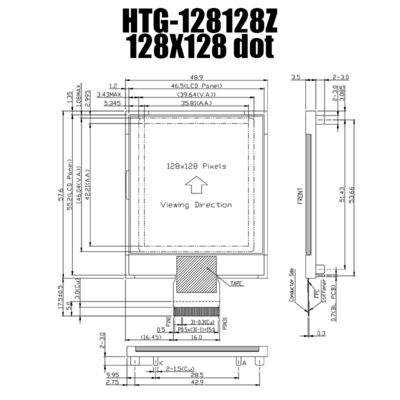 ماژول LCD گرافیکی COG 128X128 SSD1848 STN-Gray صفحه نمایش HTG128128Z