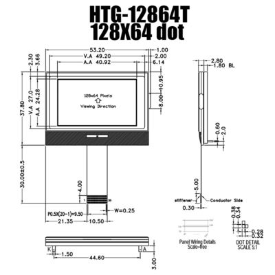 128X64 تک رنگ COG LCD ماژول 3.3V MCU8080 ST7567 HTG12864T