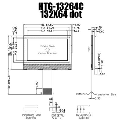 ماژول COG LCD صنعتی 132x64، صفحه نمایش LCD SPI بادوام HTG13264C
