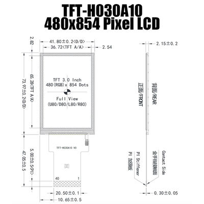 پنل نمایشگر TFT 3.0 اینچی IPS 480x854 با دمای گسترده ST7703 برای کامپیوتر صنعتی