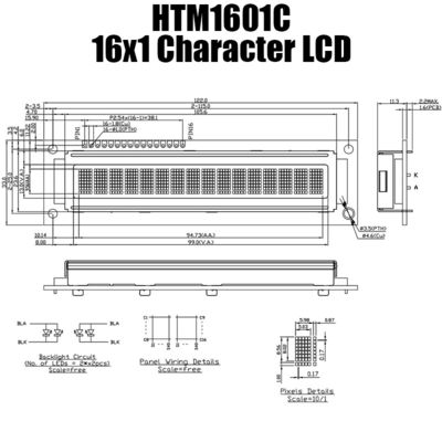 ماژول LCD کاراکتر تک رنگ 1X16 با رابط MCU HTM1601C