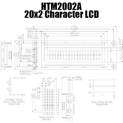 ماژول LCD کاراکتر MCU 20x2 کاربردی با نور پس زمینه سبز HTM2002A