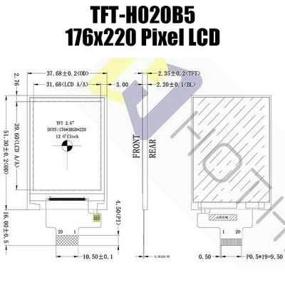 ماژول نمایشگر 2 اینچی IPS 176x220 TFT LCD/128x160 پیکسل LCD/TFT-H020B5QCTST2N20