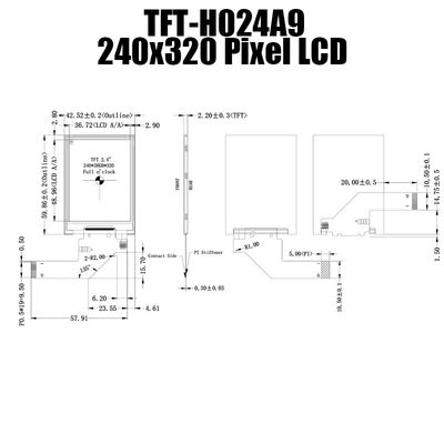 صفحه نمایش TFT LCD با دوام 2.4 اینچی خوانا با نور خورشید 240x320 TFT-H024A9QVIFT8N20