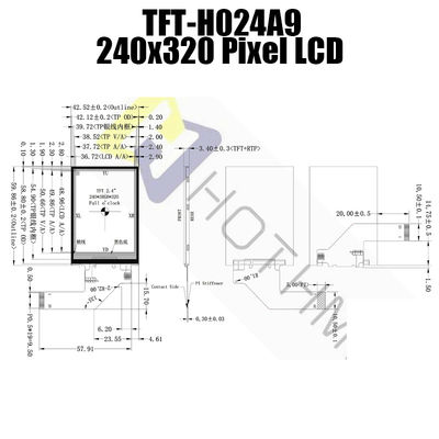 نمایشگر 2.4 اینچی MIPI Resistive TFT 240x320 TFT-H024A9QVIFT5R20
