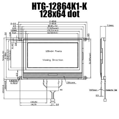 صفحه نمایش COG LCD 128X64، صفحه نمایش LCD انعکاسی خاکستری مثبت HTG12864K1-K