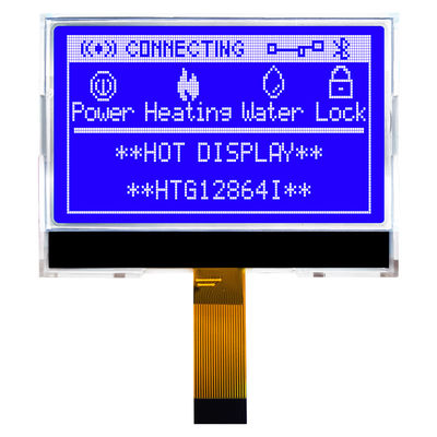 تراشه 128X64 SPI روی صفحه نمایش LCD شیشه ای با نور پس زمینه سفید سمت HTG12864I