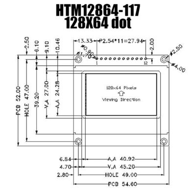 ماژول نمایشگر گرافیکی FSTN 128x64 استاندارد COB LCD