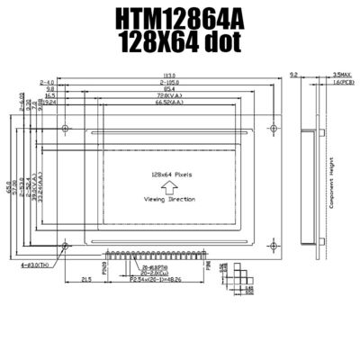 ماژول LCD گرافیکی 20PIN COG 128x64 نقطه محتوای صفحه نمایش آبی STN