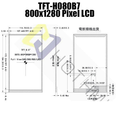 نمایشگر 8.0 اینچی IPS LCD 800x1280 ماژول TFT فناوری MIPI NV3051F1