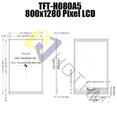 MIPI JD9365 TFT LCD صفحه نمایش نور خورشید قابل خواندن برای کنترل صنعتی
