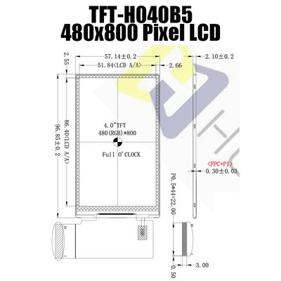 ماژول 4 اینچی TFT LCD 480X800 TFT LCD سازنده نمایشگر برای مانیتور