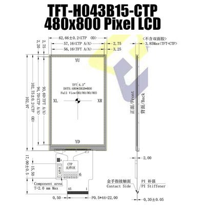 صفحه نمایش لمسی خازنی 4.3 اینچی IPS SPI TFT مانیتور 480x800 Pcap