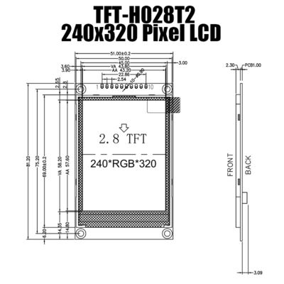 پنل ماژول TFT 2.8 اینچی 240x320 ST7789 با برد کنترل LCD