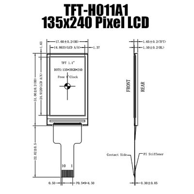 صفحه نمایش 1.14 اینچی SPI TFT LCD صفحه نمایش پنل IPS 135x240 برای لوازم خانگی هوشمند