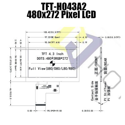 نمایشگر 4.3 اینچی Tft LCD 480x272 IPS LCD مانیتور سازنده نمایشگر TFT LCD