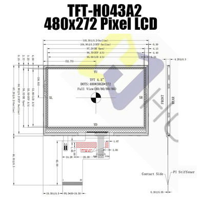 صفحه نمایش لمسی مقاومتی 4.3 اینچی Tft LCD 480x272 Ips Lcd مانیتور سازنده نمایشگر Tft Lcd