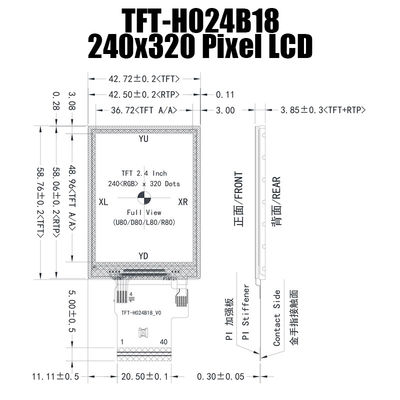 صفحه نمایش 2.4 اینچی IPS 240x320 TFT ST7789V نور خورشید قابل خواندن برای کنترل صنعتی