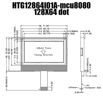 ماژول نمایشگر گرافیکی COG LCD 128x64 کنترلر ST7567 با نور سفید