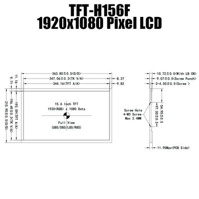 پانل LVDS صفحه نمایش TFT 15.6 اینچی IPS 1920x1080 با دمای گسترده